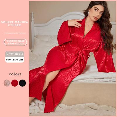 Sleeping Robe Season Thin Home Clothes Pajama Cardigan Tie