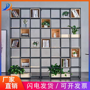 饰多层收纳架 铁艺隔断置物架办公室屏风花架落地玄关展示架客厅装