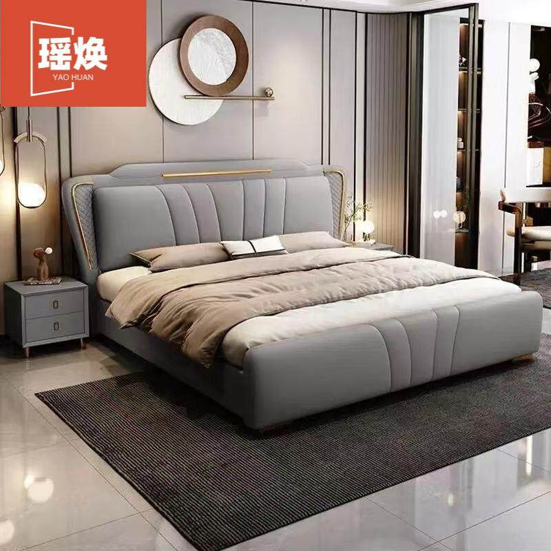 意式主卧大无品牌/床双8人x床1.2豪华储双人床物1.5米网红皮床