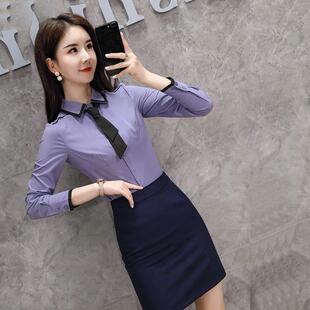 职业衬衣长袖美容院珠宝店移动衬衫女长袖酒店前台正装工装工作服