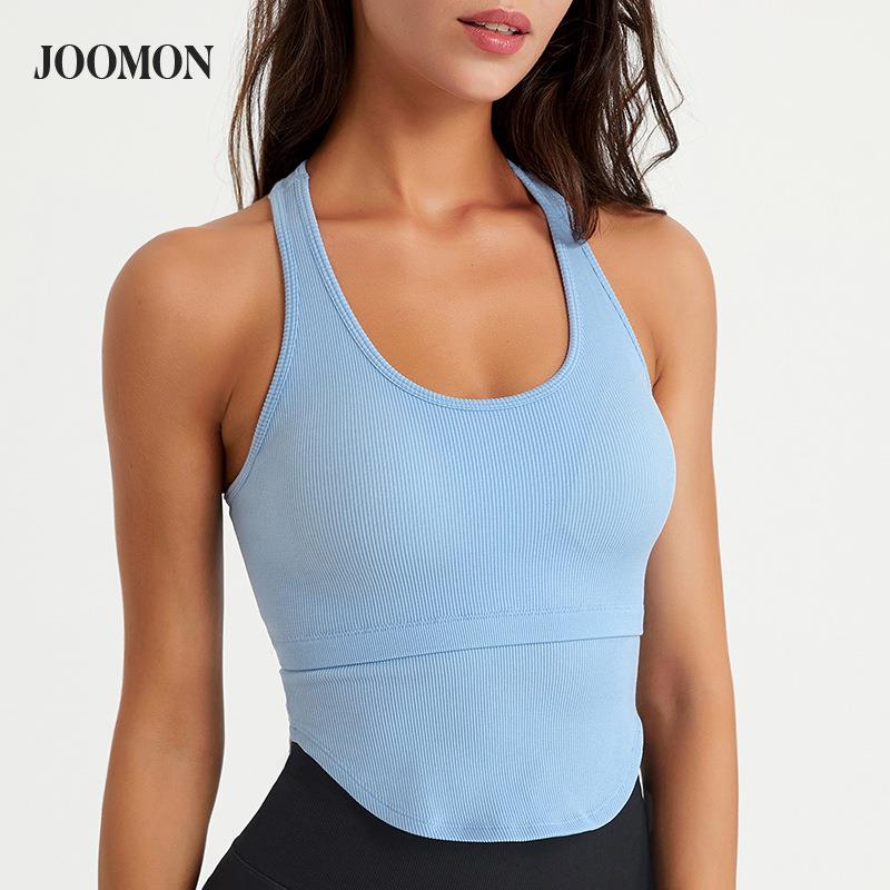 Seamless halter neck sports bra for women with threaded
