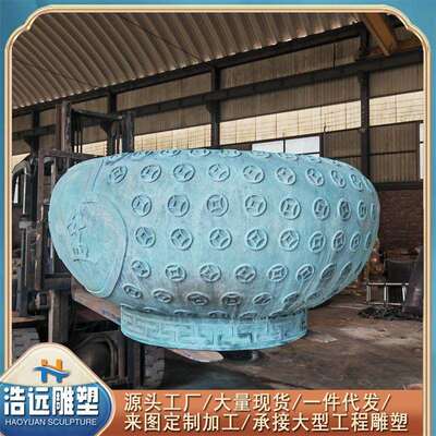 新款铸铜仿古聚宝盆摆件 放青铜 铜缸厂家 招米大号铜宝盆