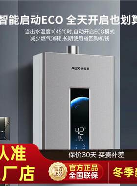 奥克斯燃气热水器家用天然气12L13升即热强排式16升速热节能恒温