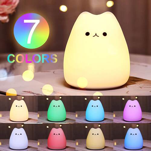 Mini Kawaii Popular Cat Baby Night Lamp 7-color Pat Touch Co