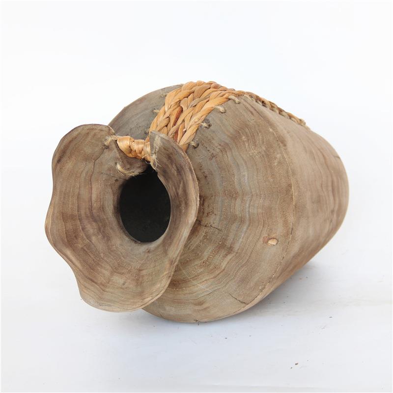 厂家售手工器制CF20080销作草和泡桐混蒲搭编织花桶书画桶皿装饰
