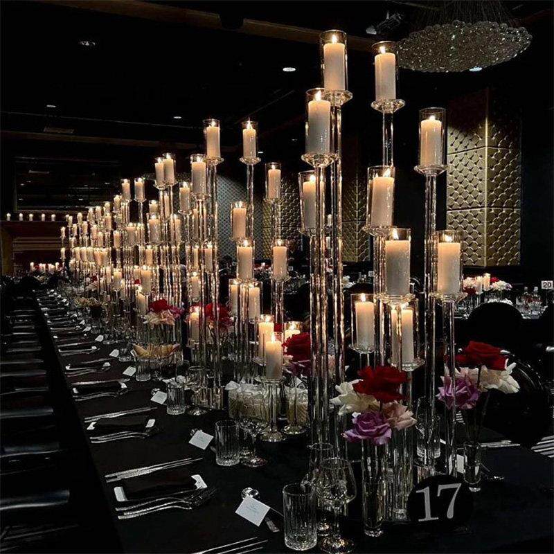 热卖欧式水晶玻璃蜡烛台烛光晚餐婚庆婚礼具餐桌装饰摆饰现货包邮