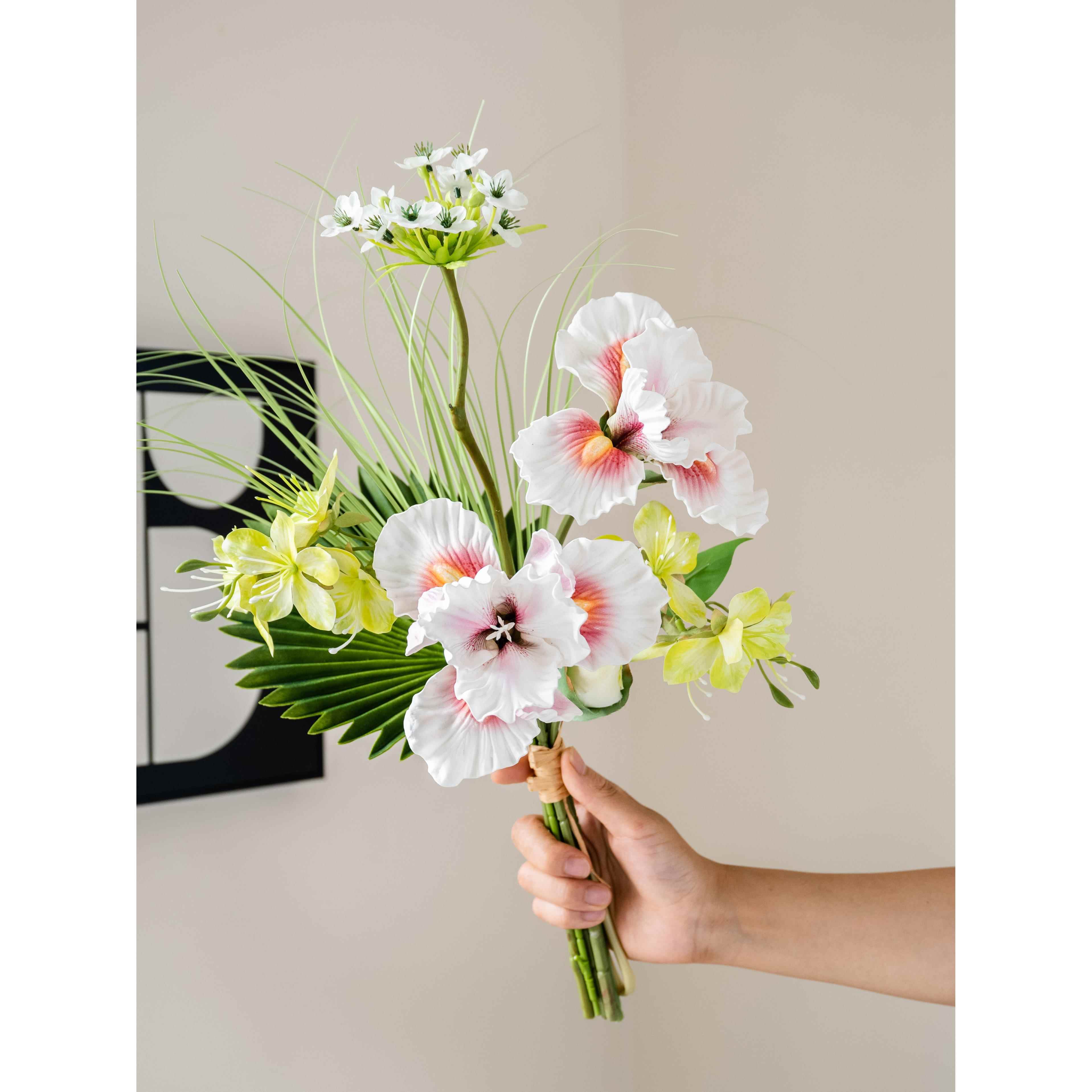 设计师蝴蝶兰绿色植物花束客厅模拟绿色植物干花装饰花桌假花装饰