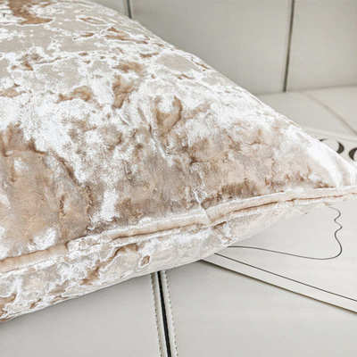 现代轻奢高档样板间抱枕香槟色冰花绒靠枕套别墅沙发靠垫会所靠包