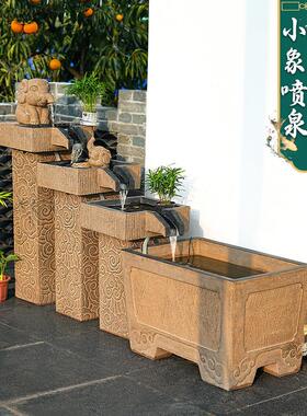 室外庭院鱼缸瀑布造景流水摆件 水循环鱼池喷泉景观阳台花园布置