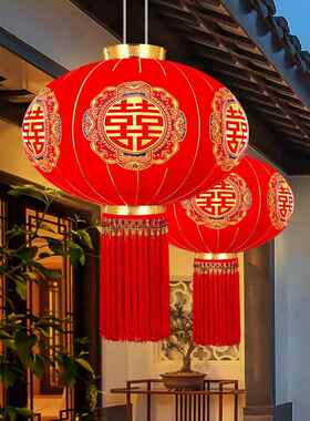 结婚婚喜阳大红灯笼挂饰礼装饰台门口字院子户外挂件灯笼婚RIJ庆