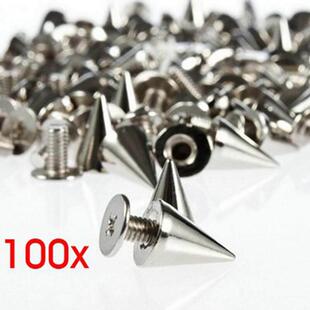 100pcs/set Silver Cone Studs And Spikes DIY Craft Cool Punk