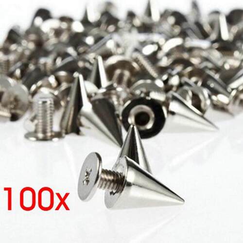 100pcs/set Silver Cone Studs And Spikes DIY Craft Cool Punk