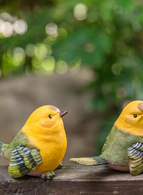 园林装饰庭院别墅阳台园艺可爱的人造鸟树脂动物装饰品工艺品假鸟