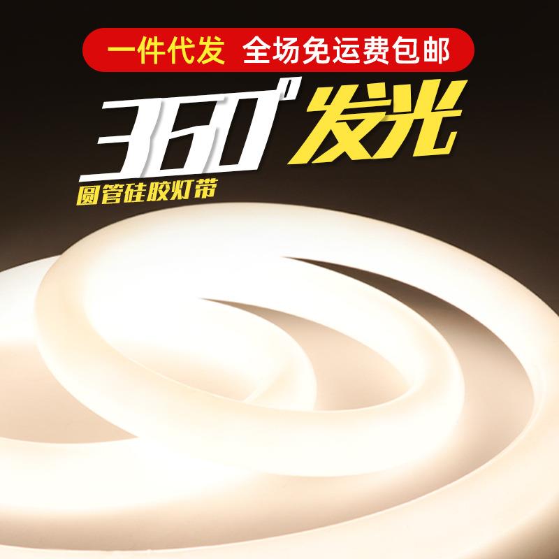 圆形硅胶灯带灯条灯管通体360度发光12v24vled加粗软柔性导光圆柱