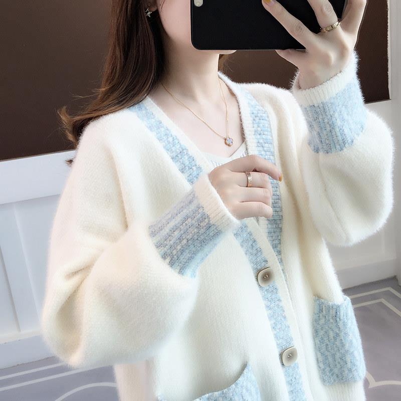 毛衣外套女2025年新款春秋韩版宽松慵懒时尚洋派休闲针织开衫上衣