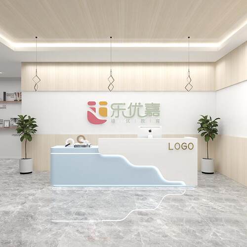 幼儿园烤漆前台简约现代游乐场接待台教育吧台培训机构店铺收银台