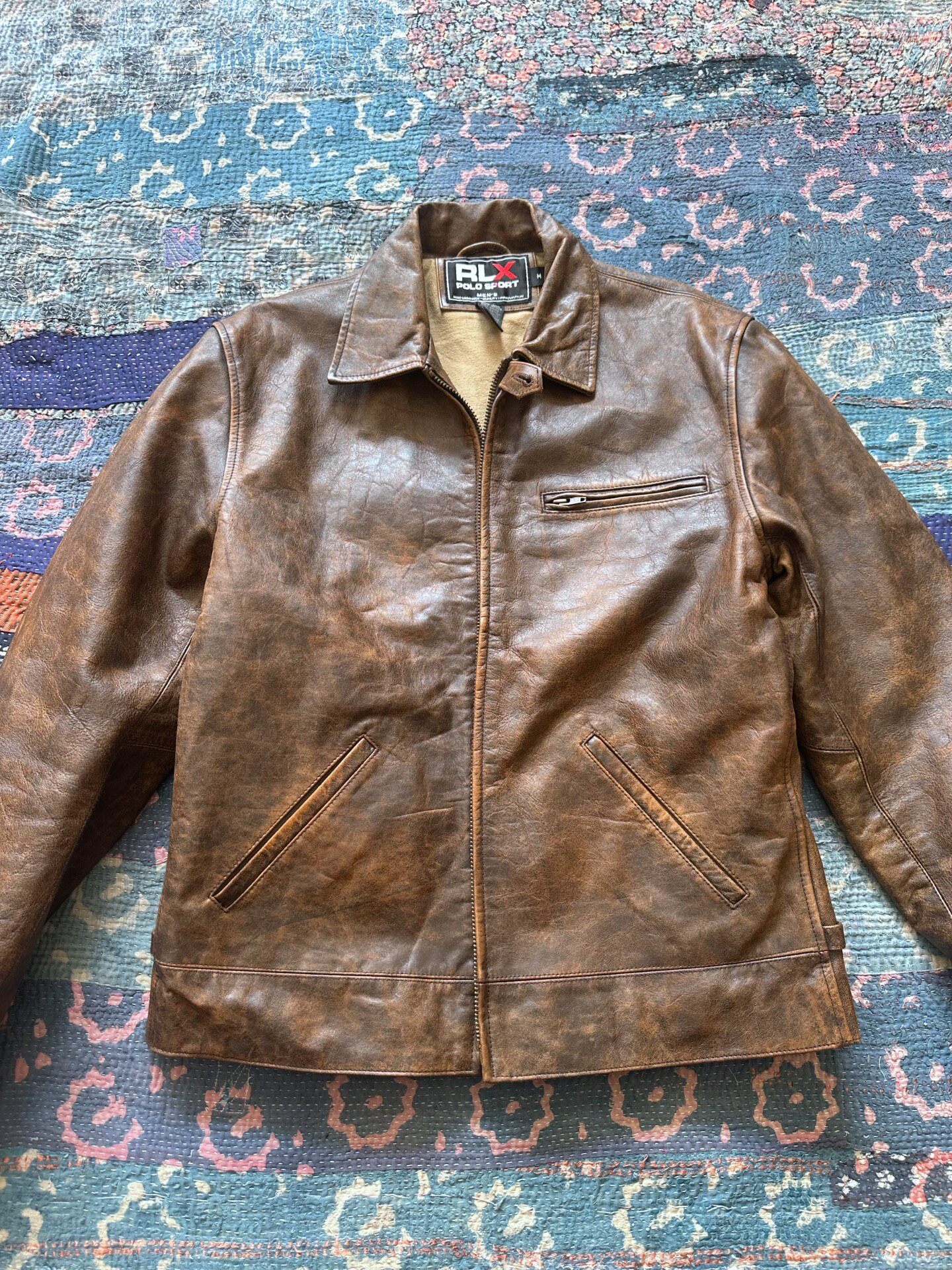 RALPH LAUREN RRL Distressed Newsboy Leather Jacket