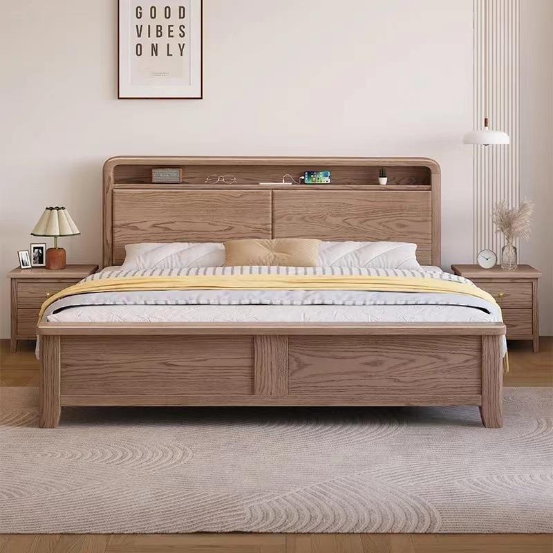 白蜡木实木床极简轻奢1.8x2米储物床现代简约1.5米民宿床婚床