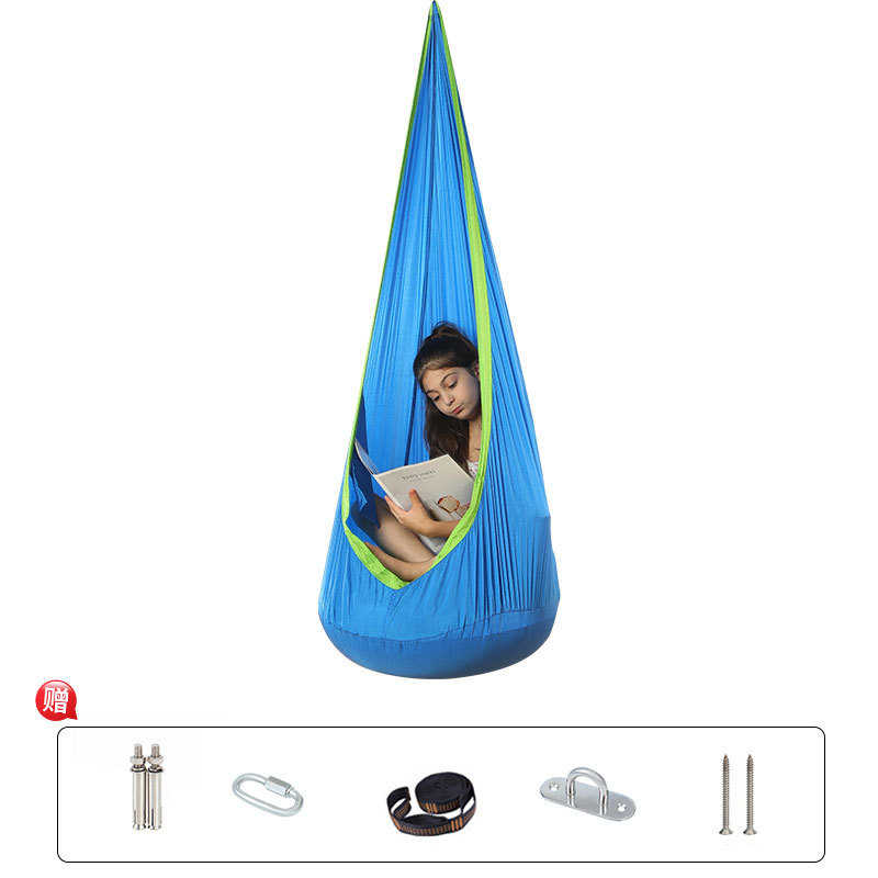 新款儿童吊椅欧美便携降落伞布秋千床室内露营户外带充气垫吊椅