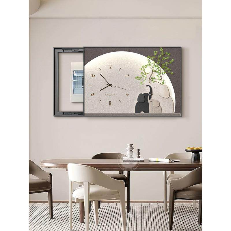 电表箱装饰画2024新款带钟表配电箱电闸盒遮挡挂画电源开关盒壁画