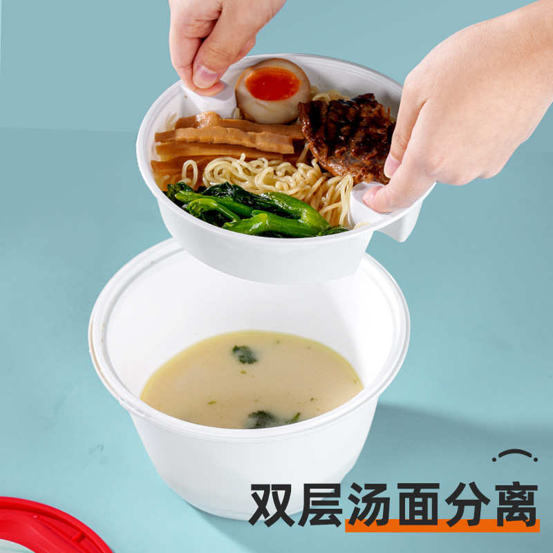 pp锁扣圆形一次性餐盒密封防漏快餐外卖盒塑料超厚打包碗打包盒