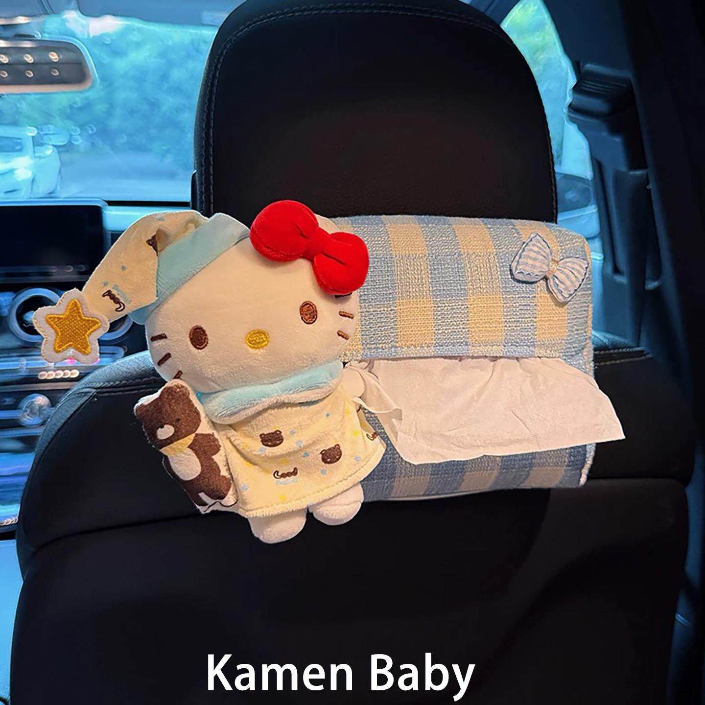 可爱晚安小猫车载纸巾盒汽车车内纸巾挂袋中控台扶手箱漂亮抽纸盒