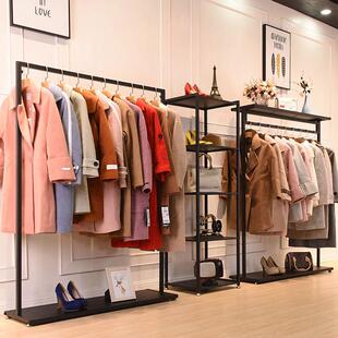 服装店展示架落地式女装店货架陈列架简约卖衣服架子侧挂正挂双板