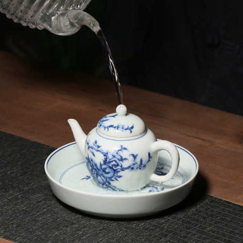 垫子干青花壶壶 中式茶具陶瓷养泡茶承家用台托盘零配件仿古