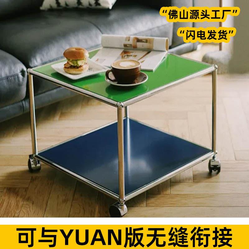 不锈钢小茶几带轮滑边桌边几沙发桌床头柜现代简约客厅柜子