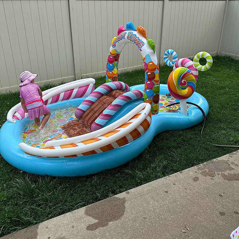 宝宝充气intex喷水球池池游泳池家庭沙滑梯家用儿童海洋戏水大型