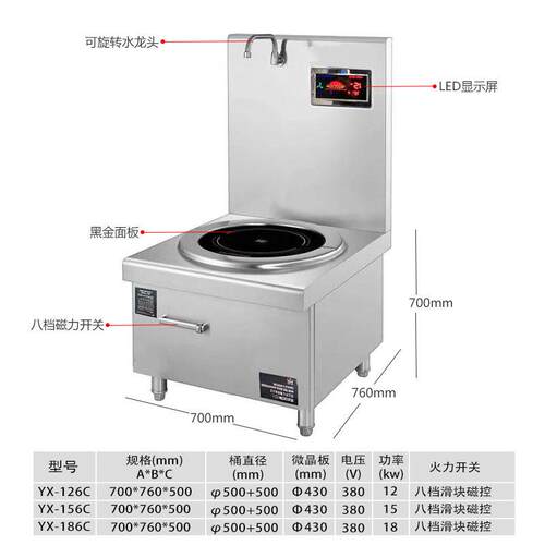 浙厨商用高背低汤炉矮脚不锈钢电磁矮汤炉智能猛火大功率餐饮设备