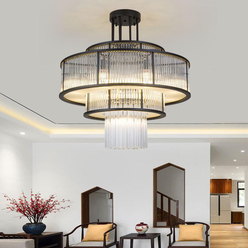 新中式轻大吊灯高档复楼间饭店奢水晶别墅灯包客厅酒店大试68厅灯