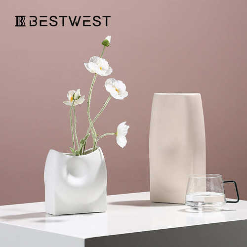 Best west 北欧ins风陶瓷花瓶摆件 家居创意玄关样板间装饰品花器