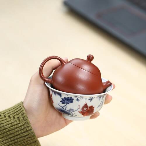 紫砂壶鸡蛋壳薄胎原矿朱泥一壶一杯礼盒装功夫茶壶茶具礼品