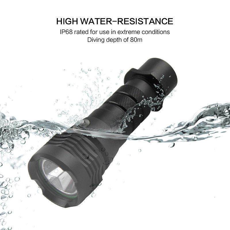 L2潜水手电筒开关电量指示便携1000流明赶海LED潜水灯26650手电筒