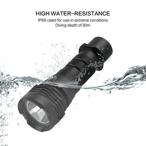 L2潜水手电筒开关电量指示便携1000流明赶海LED潜水灯26650手电筒