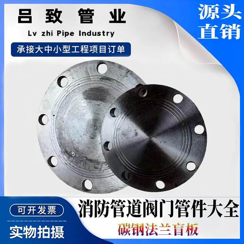 碳钢法兰盲板平焊锻打凸缘焊接法兰DN100阀门管道承堵接头配件
