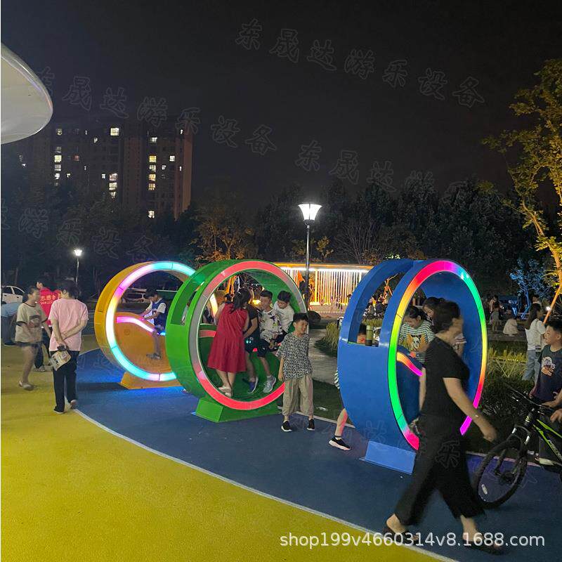 无动力发光单车 户外公园景区广场不锈钢材质儿童互动游乐设备