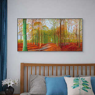 饰画餐厅背景墙挂画 油画田园风景装 大卫霍克尼 乡野小路现代美式