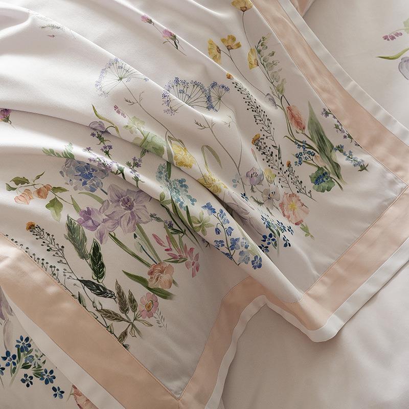 高端120支全棉数码印花四套式花卉用纯棉被套舒MLD-56适美卧室件