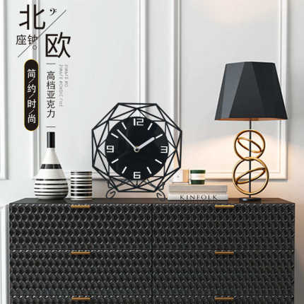 H絎3北欧摆件座钟台钟现代简约创意时钟客厅卧室静音大号桌面台式