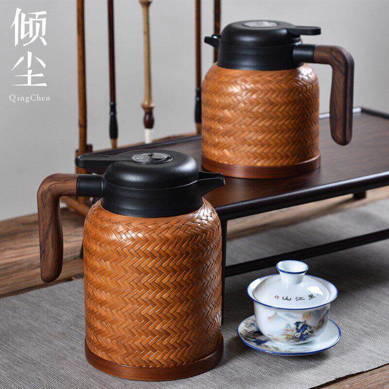 复古竹编保温壶焖茶壶热水壶不锈钢内胆暖瓶咖啡壶竹编热水瓶茶壶