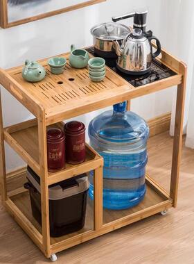 HF2X茶桌家用小茶台楠竹移动茶几茶车客厅阳台烧水泡茶柜茶具收纳
