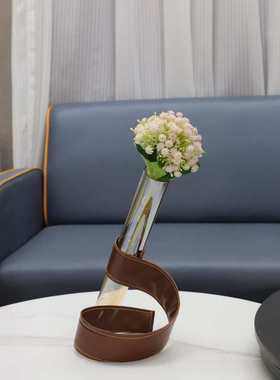 北欧皮质试管玻璃花器摆件客厅卧室电视柜餐厅玄关办公室家居饰品