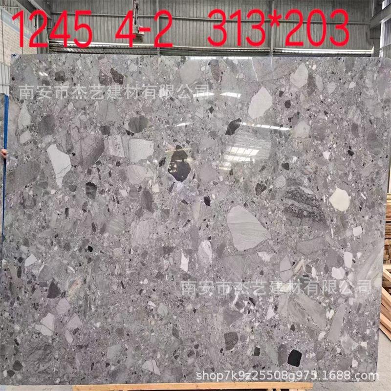 熊猫灰天然大理石酒店医院人造水磨石地铺石楼梯踏步定制餐桌台面图片