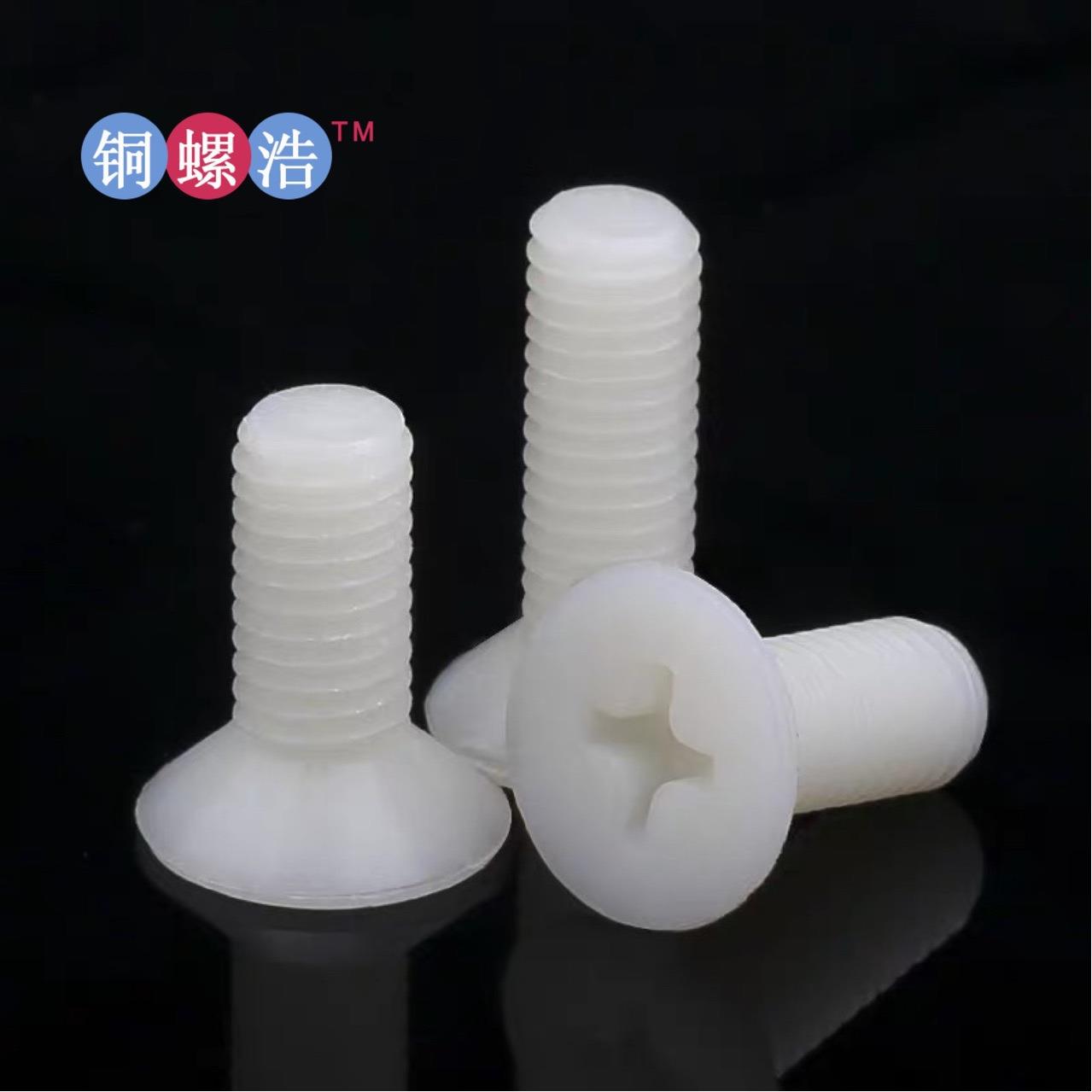 乳白色十字槽6沉头尼M2-2.5-3龙螺丝塑料PA6塑料螺钉B819平头G紧