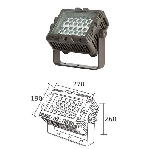 LED72W96W方形投光灯高光效RGBL全彩DMX山体公园楼宇园林古迹文旅