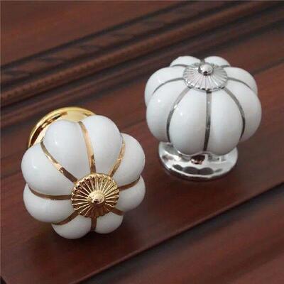 Gold Silver Pumpkin Ceramic Knobs Drawer Knob Pulls Handles