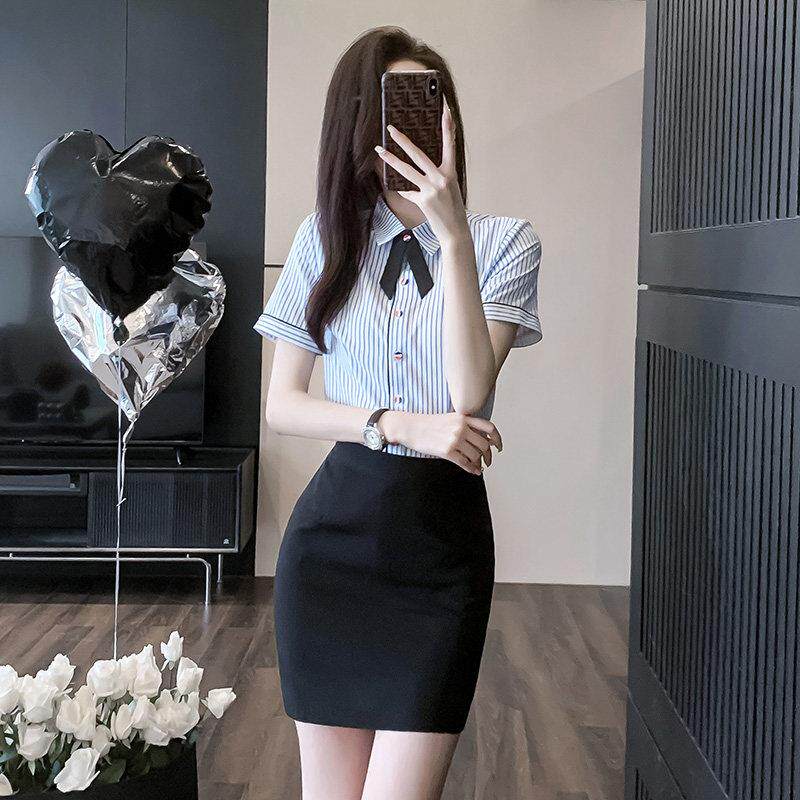 衬衫女夏款短袖衬衣2026新款美容院工作服高端职业套裙前台工作装