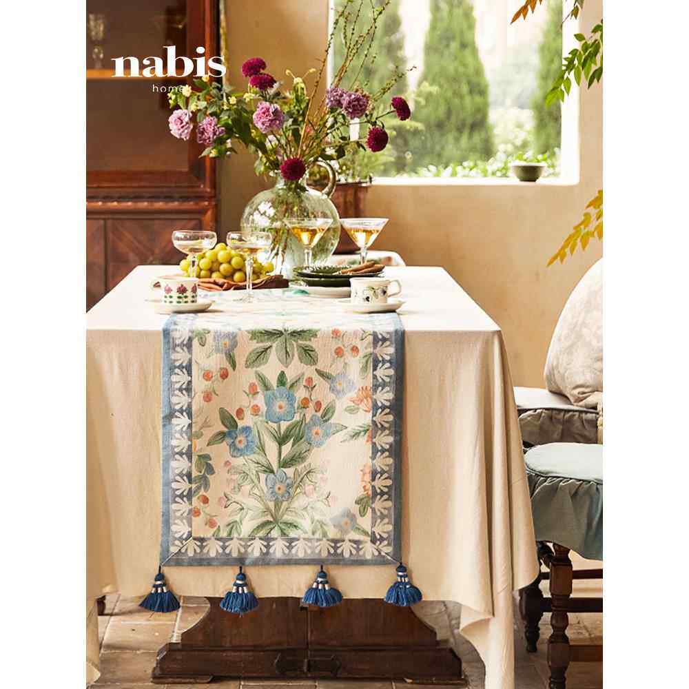 xyt英式花海复古桌旗法式田园氛围感餐桌盖布斗柜茶几台布